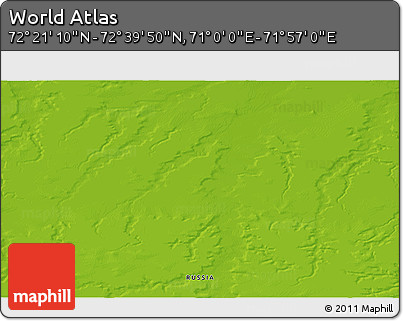 Physical 3D Map of the Area around 72° 30' 30" N, 71° 28' 29" E