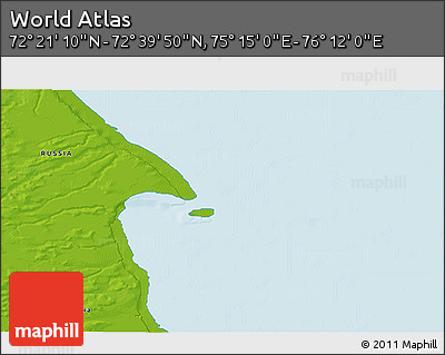 Physical 3D Map of the Area around 72° 30' 30" N, 75° 43' 29" E