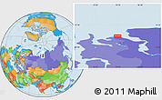 Political Location Map of the area around 72° 30' 30" N, 79° 7' 30" E