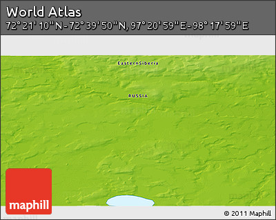 Physical 3D Map of the Area around 72° 30' 30" N, 97° 49' 29" E