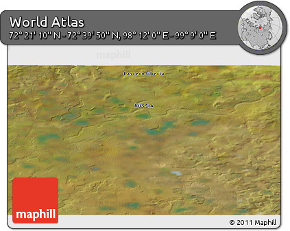 Satellite 3D Map of the Area around 72° 30' 30" N, 98° 40' 30" E