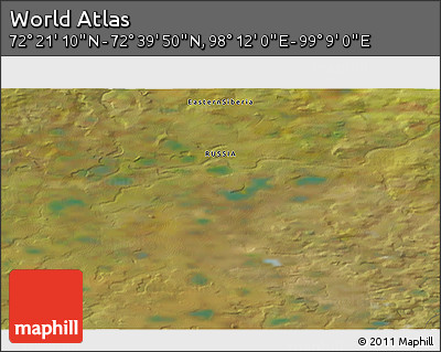 Satellite 3D Map of the Area around 72° 30' 30" N, 98° 40' 30" E
