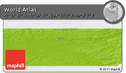 Physical Panoramic Map of the Area around 72° 30' 30" N, 98° 40' 30" E