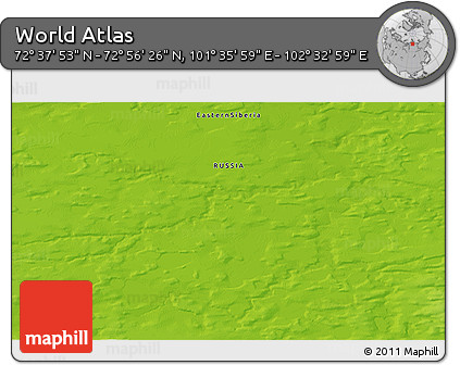 Physical 3D Map of the Area around 72° 47' 9" N, 102° 4' 29" E
