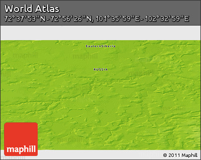 Physical 3D Map of the Area around 72° 47' 9" N, 102° 4' 29" E