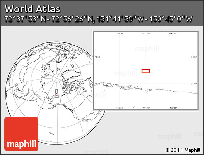Blank Location Map of the Area around 72° 47' 9" N, 151° 13' 29" W