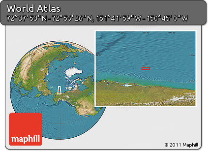 Satellite Location Map of the Area around 72° 47' 9" N, 151° 13' 29" W