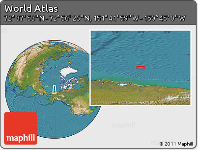 Satellite Location Map of the Area around 72° 47' 9" N, 151° 13' 29" W