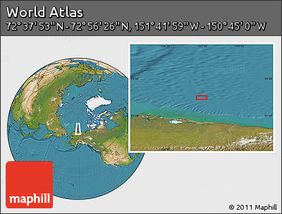 Satellite Location Map of the Area around 72° 47' 9" N, 151° 13' 29" W