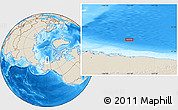 Shaded Relief Location Map of the area around 72° 47' 9" N, 151° 13' 29" W