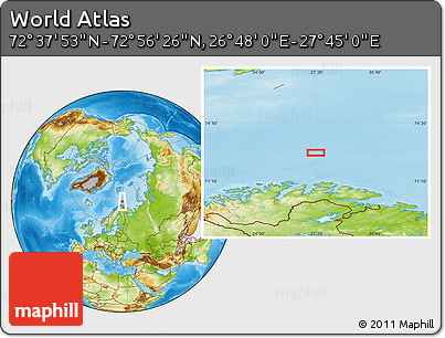 Physical Location Map of the Area around 72° 47' 9" N, 27° 16' 29" E