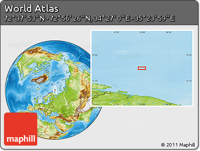 Physical Location Map of the Area around 72° 47' 9" N, 34° 55' 29" E