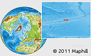 Physical Location Map of the area around 72° 47' 9" N, 3° 28' 30" E