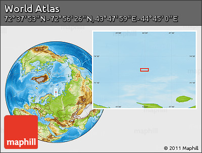 Physical Location Map of the Area around 72° 47' 9" N, 44° 16' 29" E
