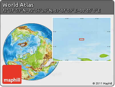 Physical Location Map of the Area around 72° 47' 9" N, 44° 16' 29" E