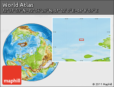 Physical Location Map of the Area around 72° 47' 9" N, 47° 40' 29" E