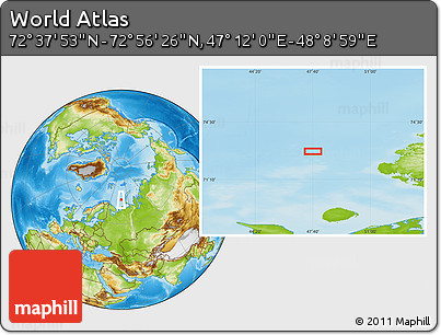 Physical Location Map of the Area around 72° 47' 9" N, 47° 40' 29" E