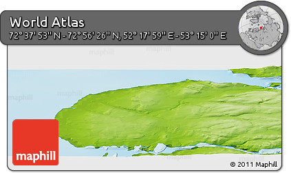 Physical Panoramic Map of the Area around 72° 47' 9" N, 52° 46' 29" E