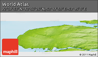 Physical Panoramic Map of the Area around 72° 47' 9" N, 52° 46' 29" E