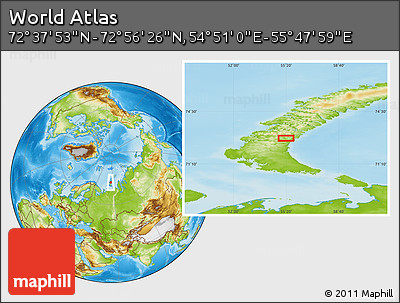 Physical Location Map of the Area around 72° 47' 9" N, 55° 19' 30" E