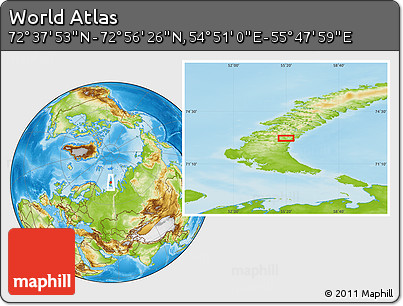 Physical Location Map of the Area around 72° 47' 9" N, 55° 19' 30" E