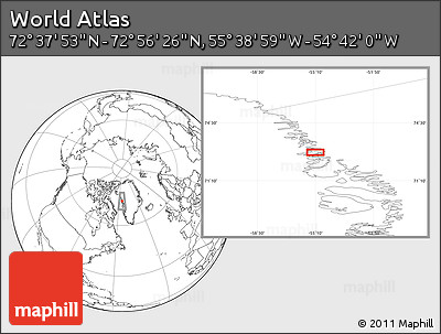 Blank Location Map of the Area around 72° 47' 9" N, 55° 10' 29" W