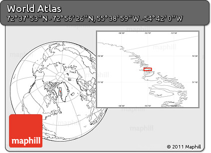 Blank Location Map of the Area around 72° 47' 9" N, 55° 10' 29" W