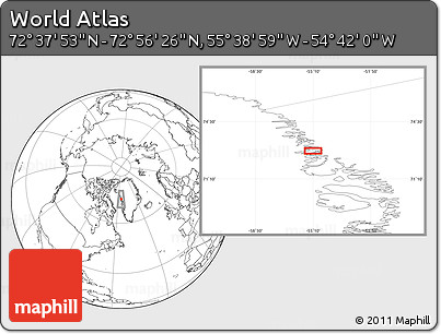 Blank Location Map of the Area around 72° 47' 9" N, 55° 10' 29" W