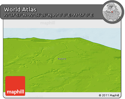 Physical 3D Map of the Area around 72° 47' 9" N, 71° 28' 29" E