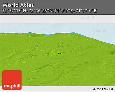 Physical 3D Map of the Area around 72° 47' 9" N, 71° 28' 29" E