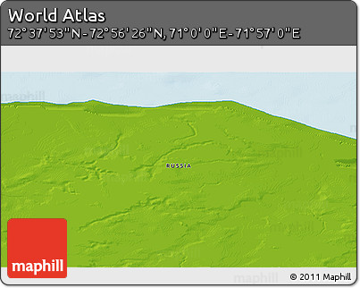 Physical 3D Map of the Area around 72° 47' 9" N, 71° 28' 29" E