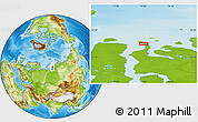 Physical Location Map of the area around 72° 47' 9" N, 74° 52' 30" E