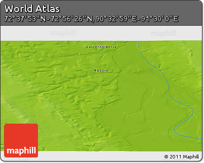Physical 3D Map of the Area around 72° 47' 9" N, 91° 1' 30" E