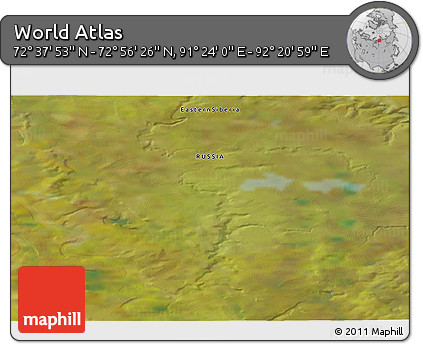 Satellite 3D Map of the Area around 72° 47' 9" N, 91° 52' 30" E