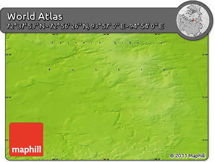 Physical Map of the Area around 72° 47' 9" N, 94° 25' 30" E