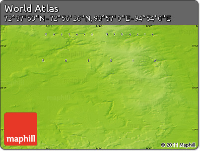 Physical Map of the Area around 72° 47' 9" N, 94° 25' 30" E