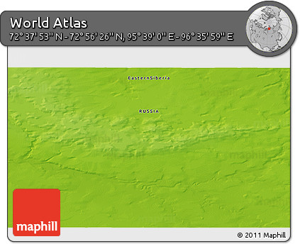 Physical 3D Map of the Area around 72° 47' 9" N, 96° 7' 30" E