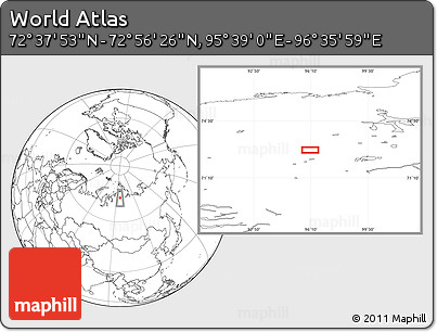 Blank Location Map of the Area around 72° 47' 9" N, 96° 7' 30" E