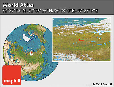 Satellite Location Map of the Area around 72° 47' 9" N, 96° 58' 29" E
