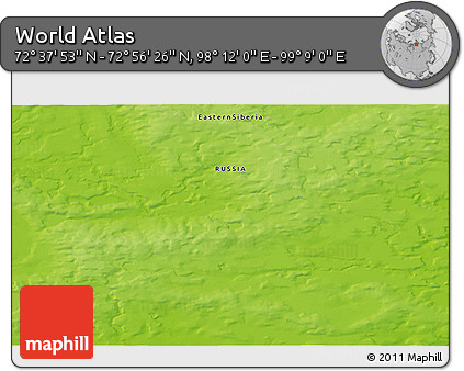 Physical 3D Map of the Area around 72° 47' 9" N, 98° 40' 30" E