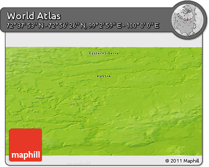 Physical 3D Map of the Area around 72° 47' 9" N, 99° 31' 30" E