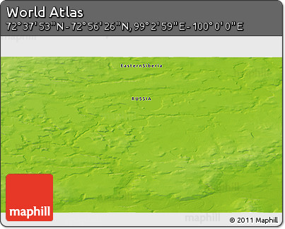 Physical 3D Map of the Area around 72° 47' 9" N, 99° 31' 30" E