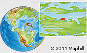 Physical Location Map of the area around 73° 3' 42" N, 112° 7' 30" W