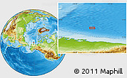 Physical Location Map of the area around 73° 3' 42" N, 151° 13' 29" W