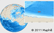 Shaded Relief Location Map of the area around 73° 3' 42" N, 151° 13' 29" W