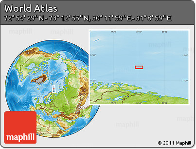 Physical Location Map of the Area around 73° 3' 42" N, 30° 40' 29" E