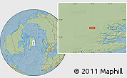 Savanna Style Location Map of the area around 73° 3' 42" N, 30° 31' 29" W, hill shading