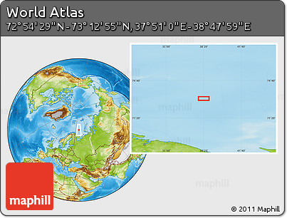 Physical Location Map of the Area around 73° 3' 42" N, 38° 19' 30" E