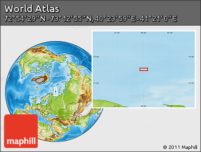 Physical Location Map of the Area around 73° 3' 42" N, 40° 52' 30" E