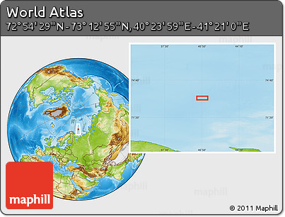 Physical Location Map of the Area around 73° 3' 42" N, 40° 52' 30" E
